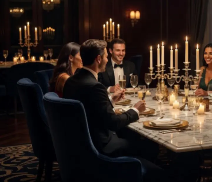 Elegánsan terített asztalok gyertyafénnyel egy privát rendezvényen Budapesten