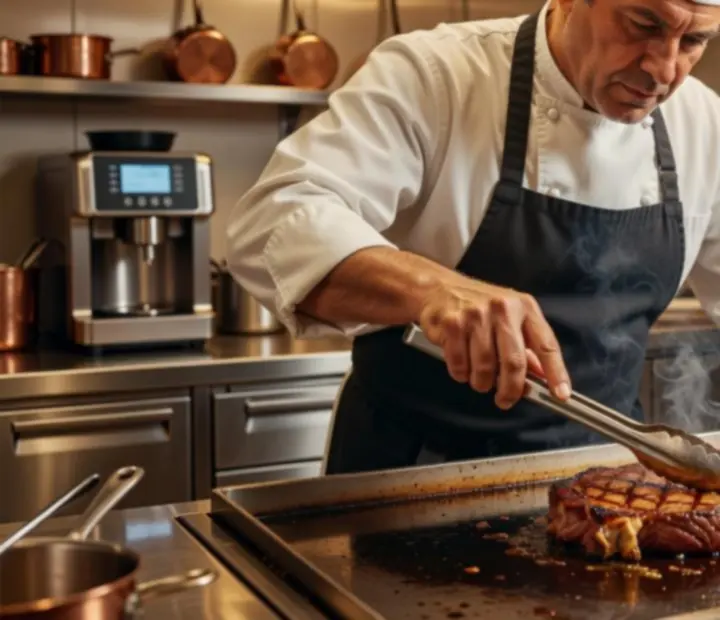Prémium steak medium rare sütési fokkal márvány asztalon tálalva
